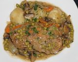A picture of step 5 of Braised Chicken Thighs with Mushrooms and Peas (Jon Style).