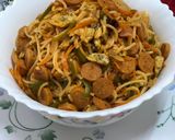 A picture of step 16 of Schezwan Egg Sausage Noodles.