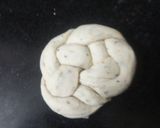 A picture of step 4 of Braided challah bread.