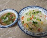 A picture of step 2 of Vegetable fried rice with chicken chillies.