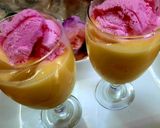 A picture of step 1 of Mango 🥭 milk shake with strawberry ice cream 🍦.