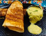 A picture of step 12 of Quinoa dosa with chana dal coriander chutney.