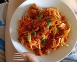 A picture of step 7 of Vegan Red Spaghetti.