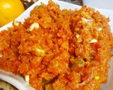 A picture of step 5 of Carrot Halwa (without milk/mawa).