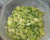 A picture of step 2 of Karele ka keema with chapati.
