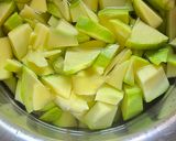 A picture of step 1 of Khatta meetha raw mango pickle.