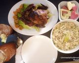 A picture of step 6 of Grilled chicken stuffed with fried rice,coleslaw&veg.juice(Val).