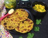 A picture of step 7 of Bajra Methi Thepla with Potato bhaji.