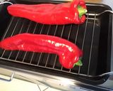 Une image de l'étape 1 de Pieuvres de poivrons grillés île de betteraves et mer de courgette.