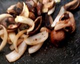 A picture of step 1 of My Peppered Rump Steak with chilli flavoured Mushroom + Onion 🥰.