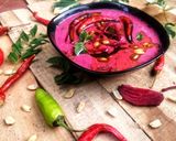 A picture of step 6 of Chuqandar raita /beetroot.