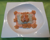 Foto del paso 6 de la receta: Lomo de merluza con gambas y parmentier de tomate y ajo