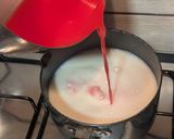 A picture of step 3 of Rooh Afza custard with chia seeds.