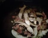 Foto del paso 2 de la receta: Spaguetini con salsa crema de hongos pollo y jamón crudo