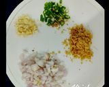 A picture of step 2 of Veg Mughlai Paratha with lacha pyaz and Dahi.