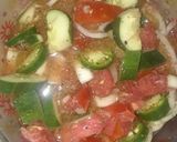 A picture of step 1 of Summer Tomato, Cucumber, Onion, Garlic, Greek Dressed Feta Salad.