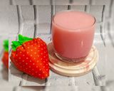 A picture of step 4 of Cold milk drink/ Strawberry milk drink.