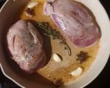 A picture of step 2 of Glazed Braised Duck Breast on a Signature Mashed Potatoes served with Glazed Carrots and Pak Choi.