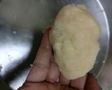 A picture of step 2 of Gulabo gujhiyas /sweet Gujhiyas or chandrakala in gulkand flavour.