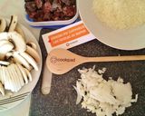 Foto del paso 5 de la receta Rigatoni con crema de morcilla, foie y champiñones