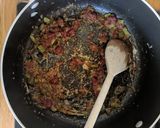 A picture of step 2 of Enchiladas with black bean mole.