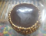 A picture of step 1 of Snickers cake.