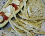 Töltött cukkini zöldbab ágyon recept fázis 11 fotója
