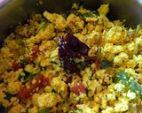 A picture of step 1 of Paneer crumbled.