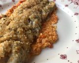 Foto del passaggio 5 della ricetta MERLUZZO AL LATTE, PANATO E COTTO AL VAPORE, CON SALSA DI POMODORI