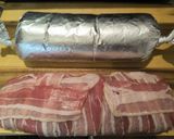 Csirkemájas töltelékkel megtöltött sertéskaraj, baconba csomagolva, Ayr Fryer sütőben sütve recept fázis 5 fotója