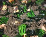 A picture of step 7 of Japanese inspired salmon and soba frittata.