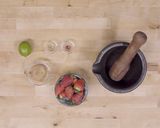 A picture of step 2 of Crepes with spiced strawberries.
