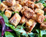 Pas rețetă Crispy tofu în fulgi de quinoa cu mix de salată și oțet balsamic 2 fotografie
