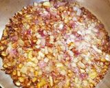 A picture of step 1 of Shakshuka with Eggs and Pastrami.