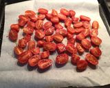 A picture of step 3 of Fregola Sarda with Clams, Bell Pepper, and Roasted Datterini Tomatoes.