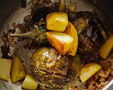 A picture of step 10 of Maharashtrian Bharli Vangi in Pressure Cooker.