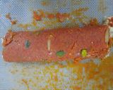 A picture of step 7 of Gajar ka halwa sushi roll with rabri cream cheese filling.