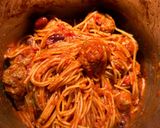 A picture of step 5 of Pressure Cooker Spaghetti and Meatballs.