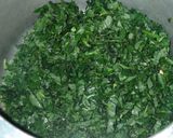 A picture of step 2 of Green Amarnath leaves sabzi.