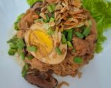 Foto langkah ke 4 dari resep Nasi Tim Ayam Jamur.