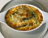 A picture of step 8 of Japanese spinach and aubergine curry rice gratin.
