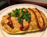 A picture of step 6 of Omerice (Egg over Rice).