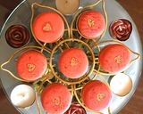 A picture of step 8 of Red macaroons with golden heart#themechallenge.