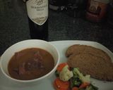 A picture of step 4 of Dad's Ox Tongue, Steamed Veggies and Rye Bread.