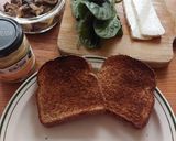 A picture of step 1 of Cheese Sandwich with Spinach and Mushrooms.