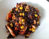 A picture of step 6 of Spicy chicken, veg and black rice one pan.