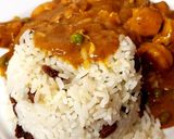 A picture of step 6 of My Chicken & Prawn Curry. With Basmati Rice and Sultanas.😁.
