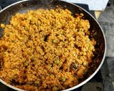 A picture of step 7 of Soya Chunk keema.