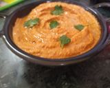 A picture of step 17 of WorkShop Spinach chatpata with muhammara dip.