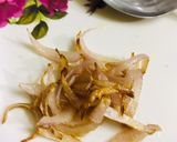 A picture of step 1 of Bhindi onion curry.